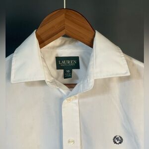Ralph Lauren Boy’s White Long Sleeve Oxford Shirt, Size 16, New Condition